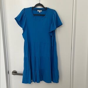 J Crew Bright Blue Tiered Mini Dress